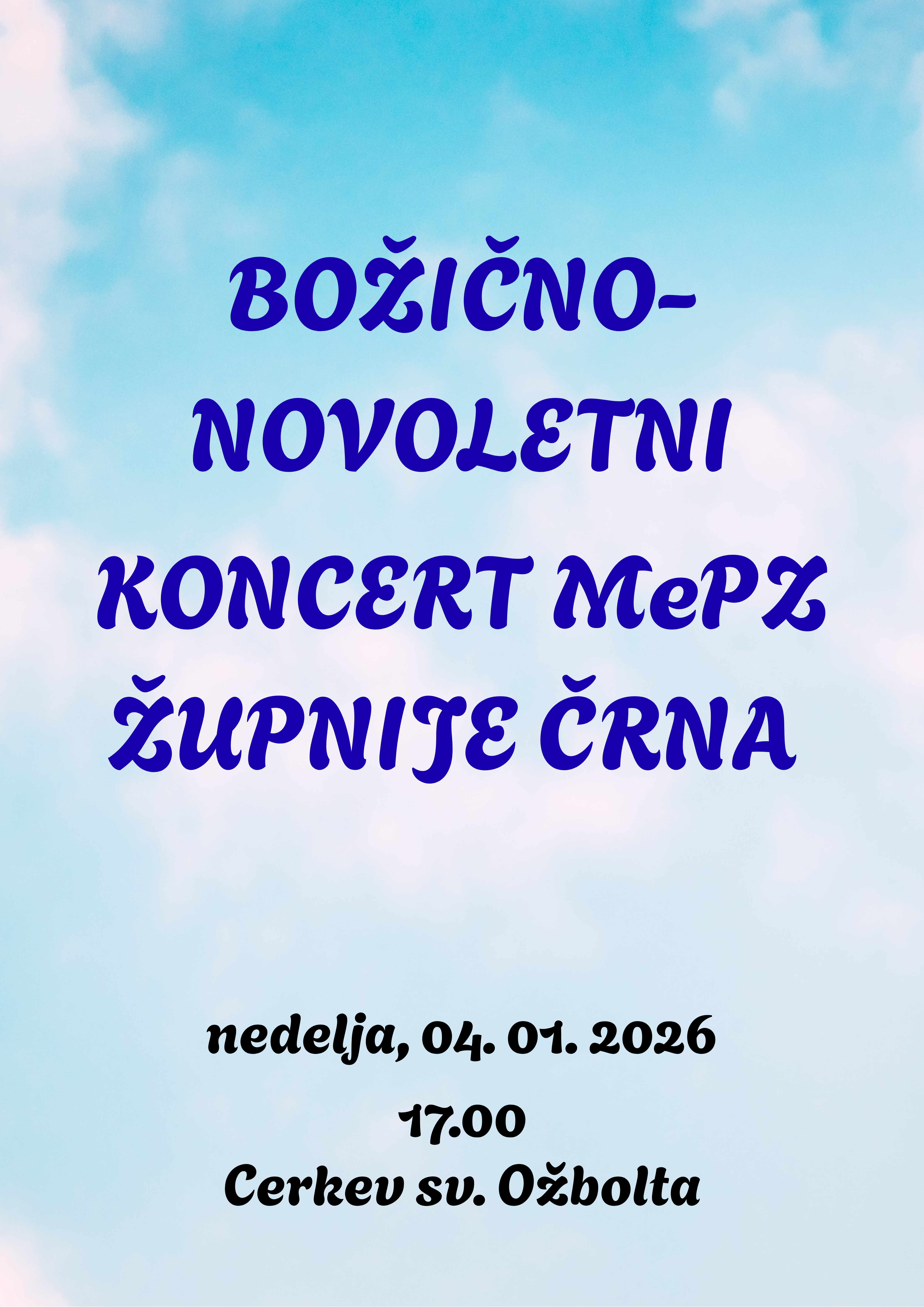 Božično-novoletni koncert MePZ Župnije Črna